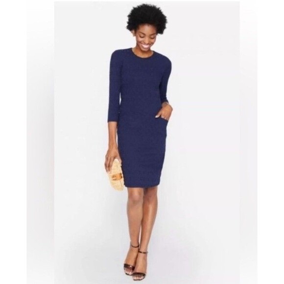 J. McLaughlin Dresses & Skirts - J. McLaughlin Navy Blue Textured Catalyst Dress With Pockets Size Small  $228